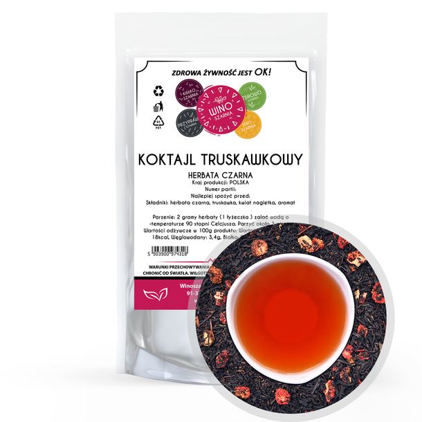 Herbata Czarna Koktajl Truskawkowy - 100g