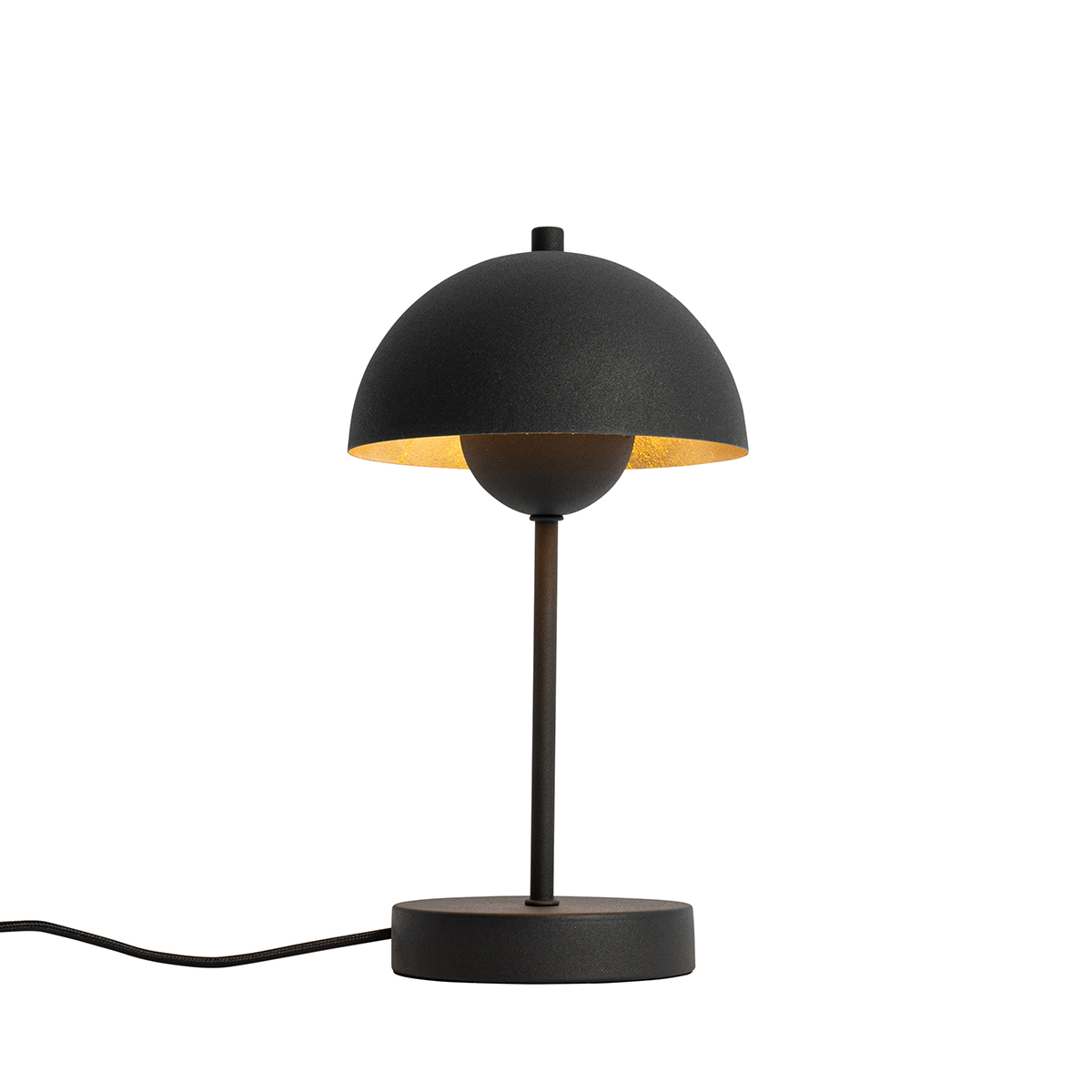 QAZQA Retro lampa stołowa czarna ze złotem - Magnax Mini