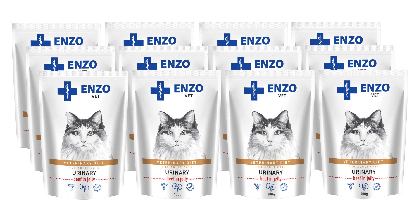 ENZO VET Urinary z wołowiną w galaretce dla kotów 12x100g