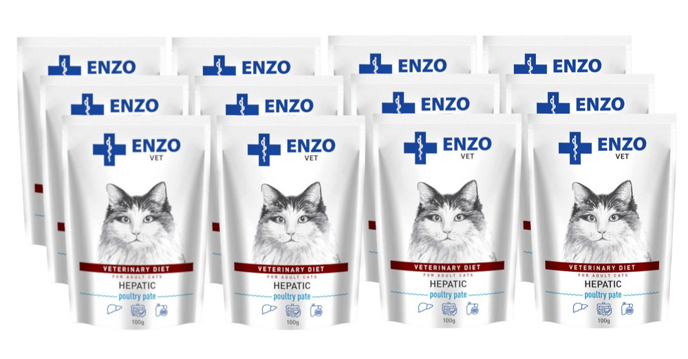 ENZO VET Hepatic drób-pasztet dla kotów 12x100g