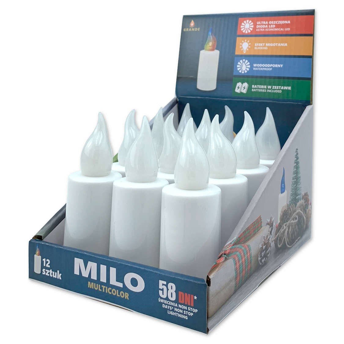 Wkłady Do Zniczy Led Grande Milo 12 Sztuk Multicolor