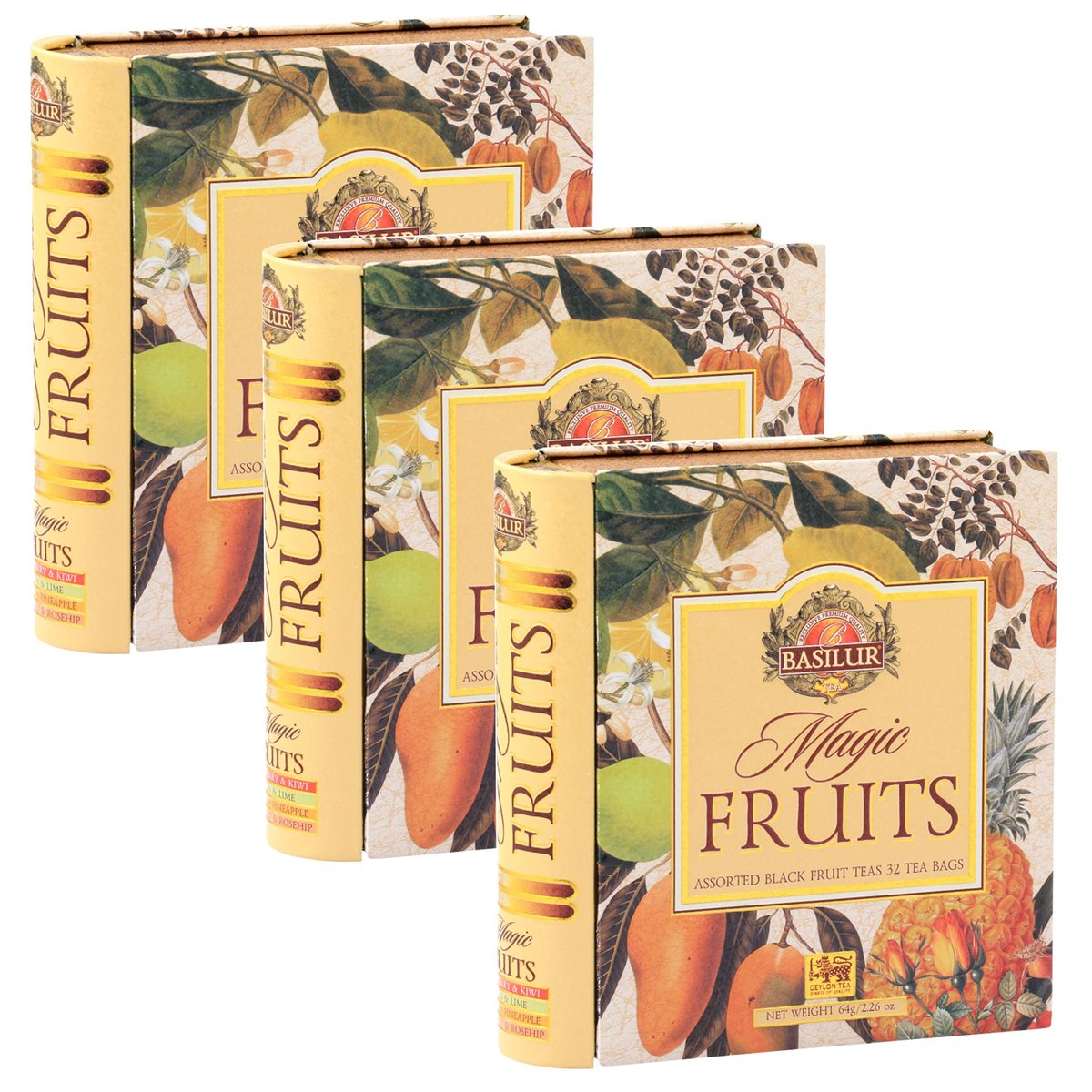 Basilur- Mieszanka Czarnych Herbat Owocowych W Saszetkach, W Ozdobnej Puszce, 32X2G X3