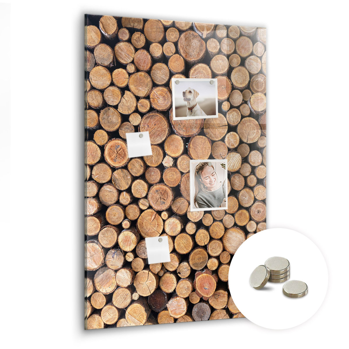 Dekoracyjna Tablica Magnetyczna - Wzór Pieńki drzew - 60x90 + magnesy