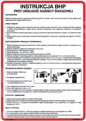 Instrukcja 186 BHP  obsługi gaśnicy śniegowej LIBRES POLSKA SP