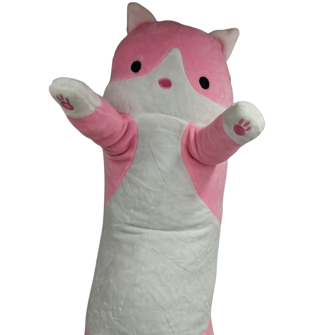 Maskotka Pluszak Kotek Różowo Biały Pluszowy 70 CM
