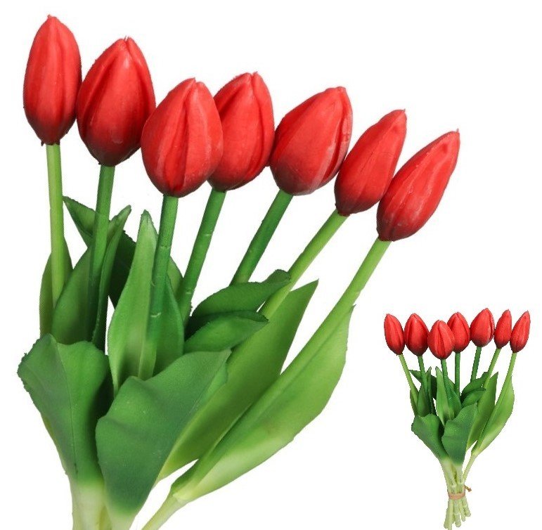 TULIPANY BUKIET TULIPANÓW GUMOWANE GUMOWE SILIKONOWE JAK ŻYWE 7SZT