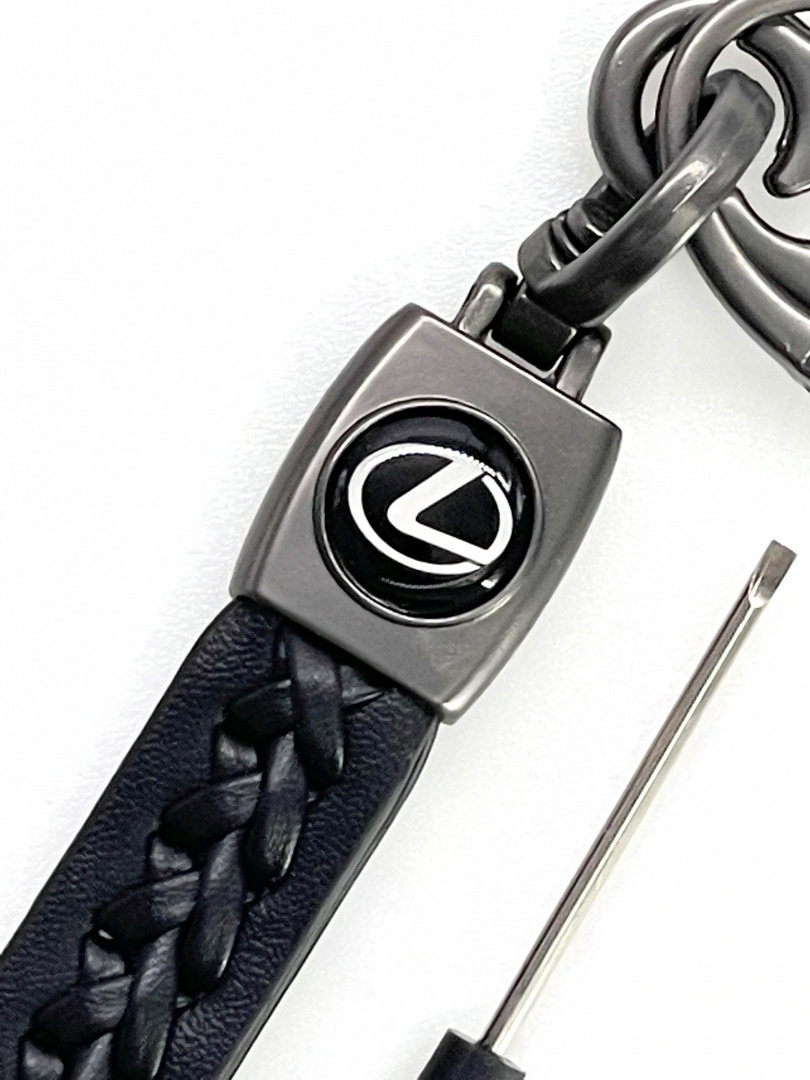 Brelok Do Kluczy Samochodowy Lexus Metal Skóra Breloczek skórzany warkocz