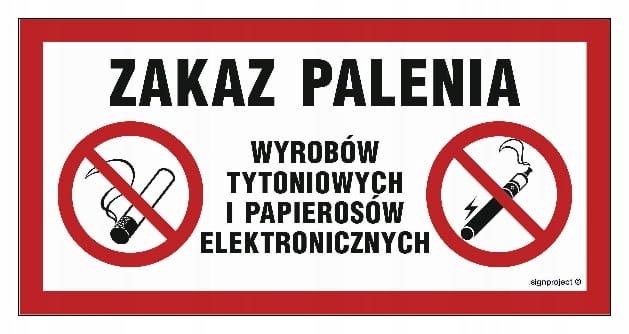 Zakaz palenia tytoniu papierosów el. 20X10 nalepka LIBRES POLSKA SP