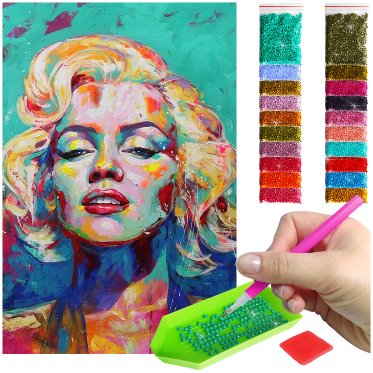 Haft Diamentowy ARTULIO, Obraz DIY 5D, Diamond Painting, Mozaika Diamentowa 40X60cm (Abstrakcyjna Marilyn Monroe) + Zestaw Akcesoriów