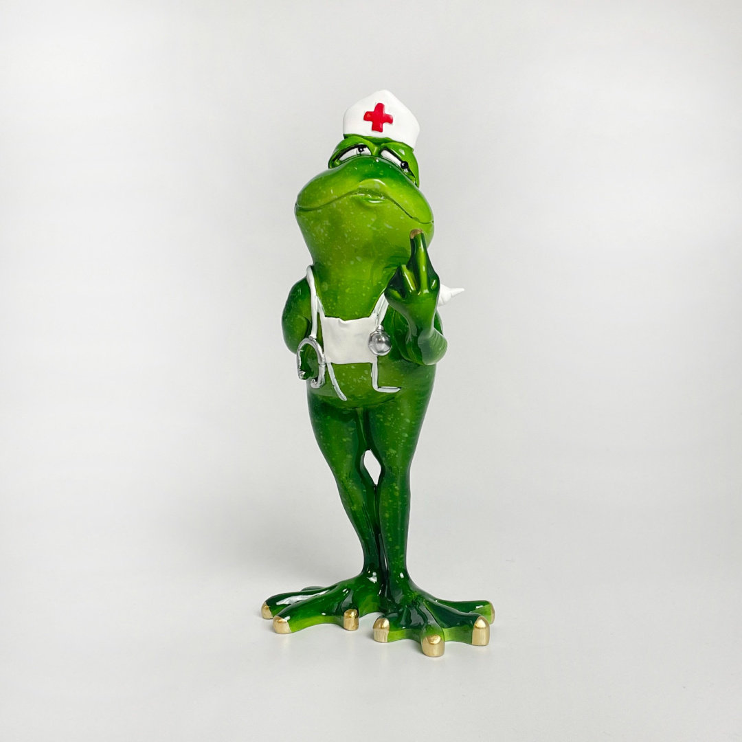 Figurka Porcelanowa Żaba Zielona Pielęgniarka Gruba