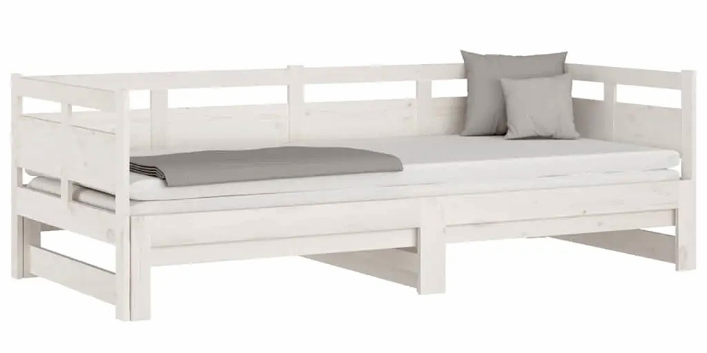 Białe drewniane łóżko rozsuwane 2x(80x200) cm - Givefi 3X
