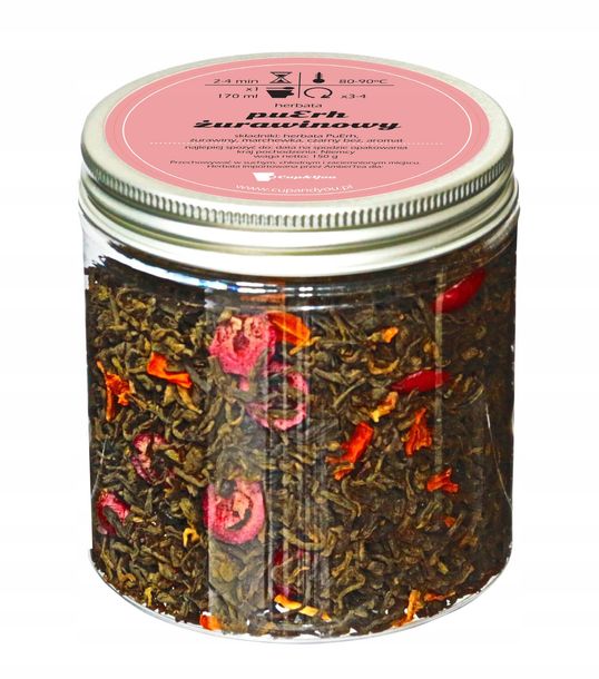 ﻿Najlepsza liściasta herbata czerwona puerh ŻURAWINOWY EKO marchewka 150g