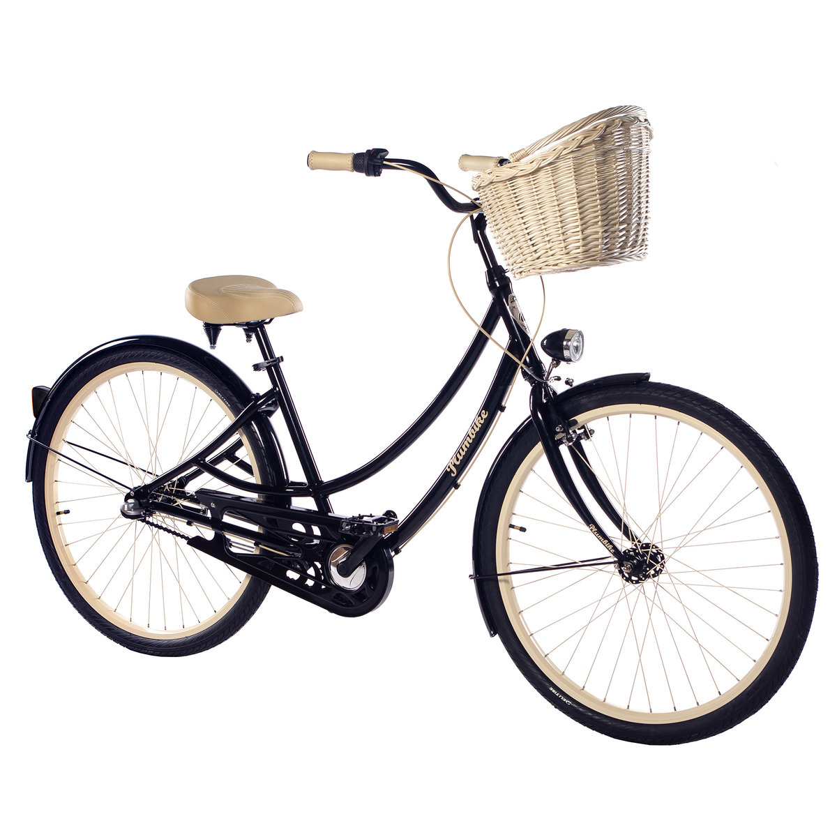 Rower miejski damski Donatella Caffe Latte 3B + kosz wiklinowy rama 19,5
