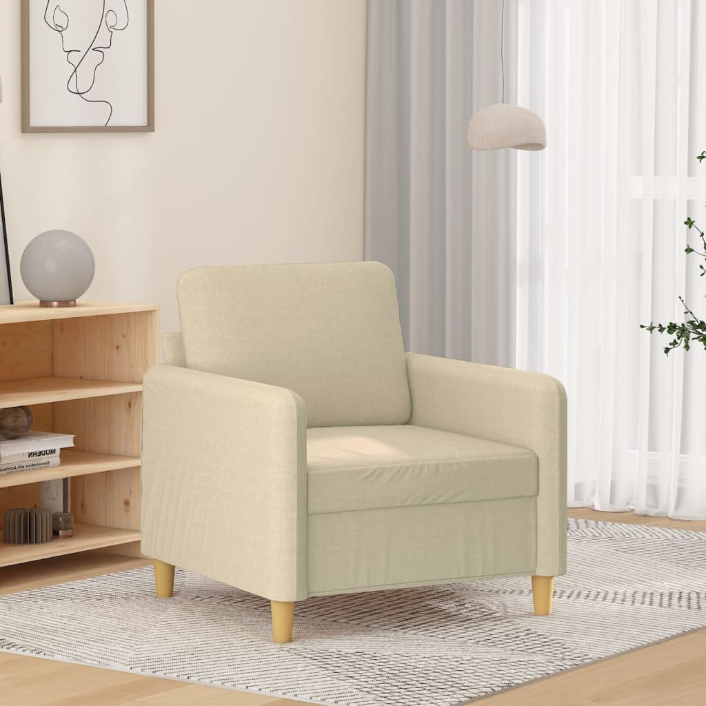 vidaXL Fotel, kremowy, 60 cm, obity tkaniną
