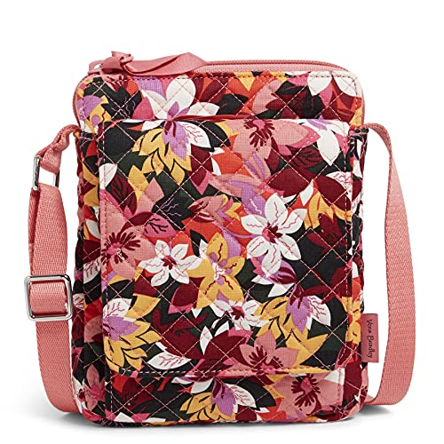 Vera Bradley Damska mini hipsterska torebka crossbody z bawełny z recyklingiem z ochroną RFID torebka crossbody, Rosa Floral - bawełna z recyklingu, One Size, Bawełniana mini torebka crossbody hipster