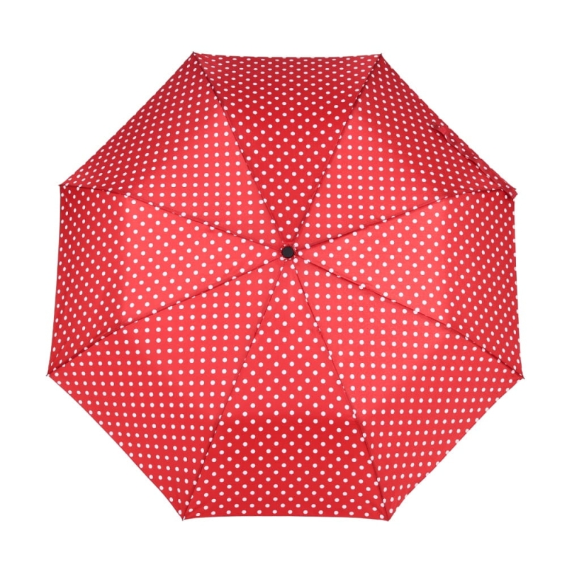 Parasol damski Derby Trend półautomatyczny składany czerwony w groszki