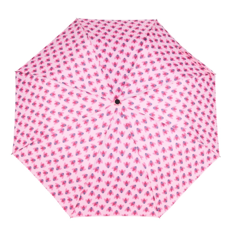 Parasol damski Derby Trend półautomatyczny składany różowy w kwiaty