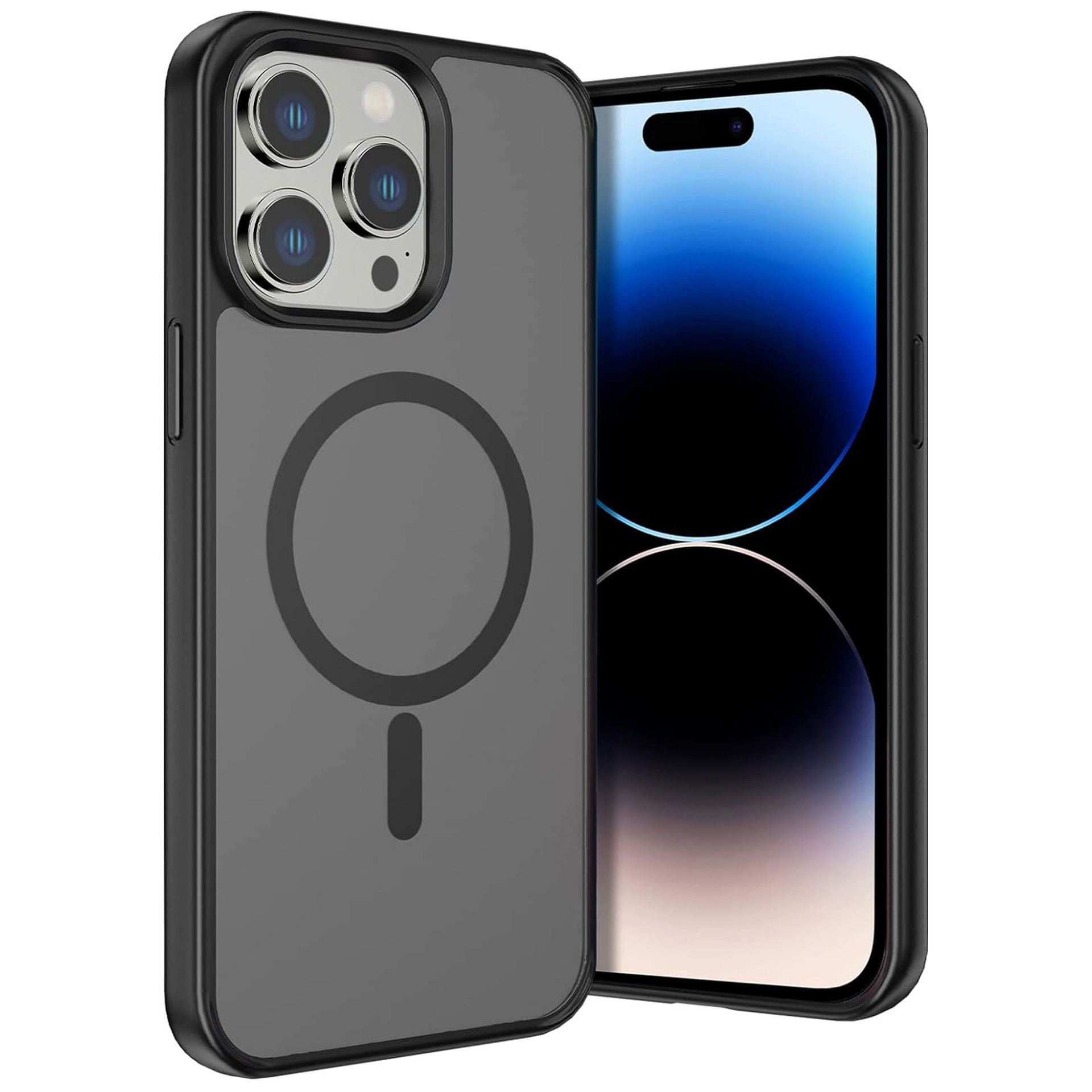 Etui do iPhone 14 Pro Mag Safe Matt Case Cover matowe obudowa Alogy Ring pancerne na telefon Czarne + Szkło