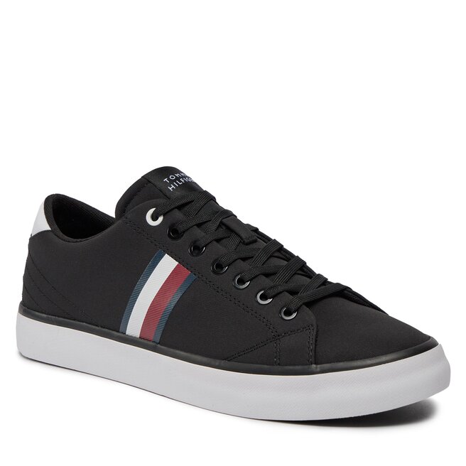 Sneakersy Tommy Hilfiger Th Hi Vulc Low Stripes Mesh FM0FM04946 Black BDS