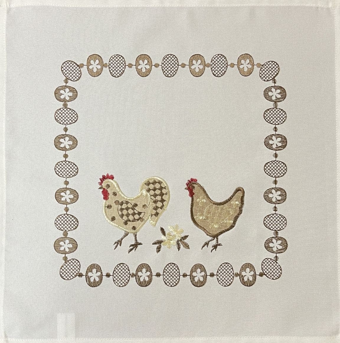 Serwetka wielkanocna, 40x40, biała w pisanki, OSWD01-1
