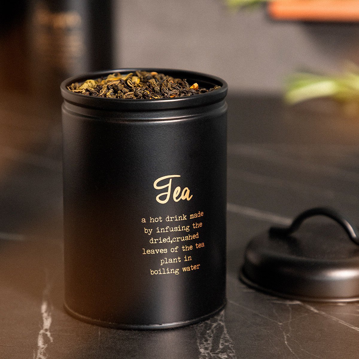 Pojemnik ESCILLE na herbatę czarny 14x10 cm HOMLA