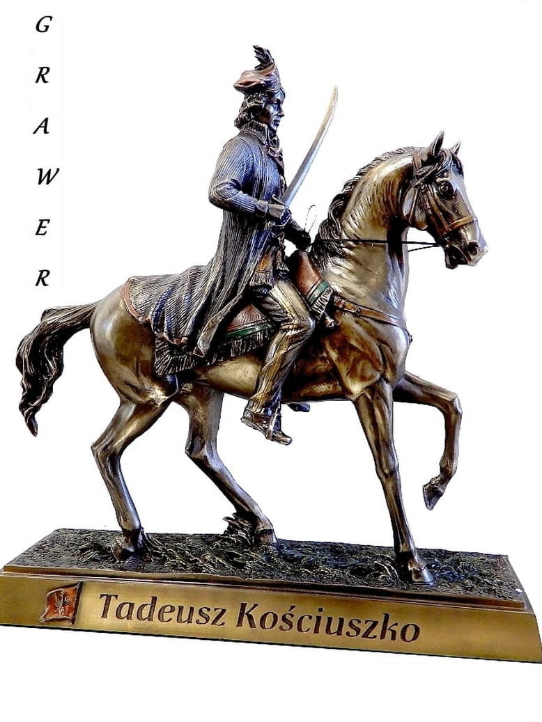 FIGURKA STATUETKA TADEUSZ KOŚCIUSZKO NA KONIU, NACZELNIK NA COKOLE