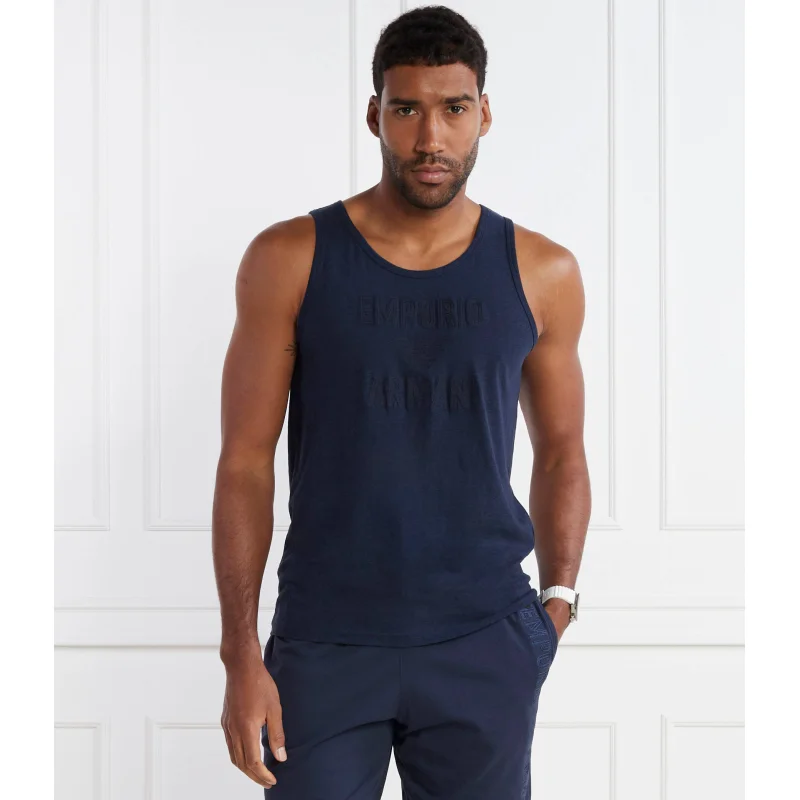 Emporio Armani Tank top | Regular Fit | z dodatkiem lnu
