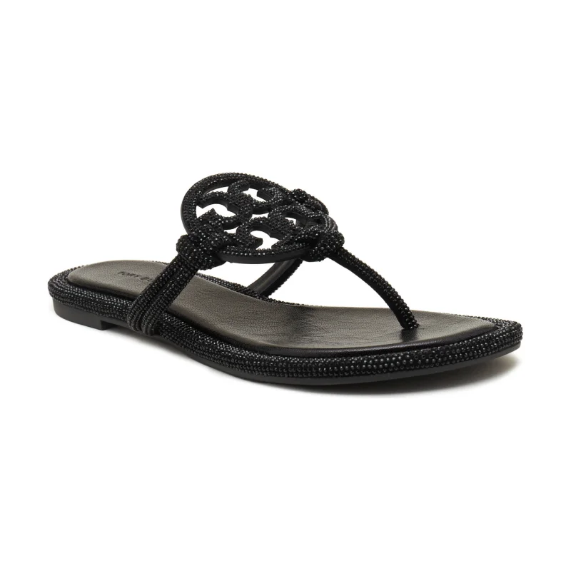 TORY BURCH Skórzane japonki MILLER KNOTTED PAVE