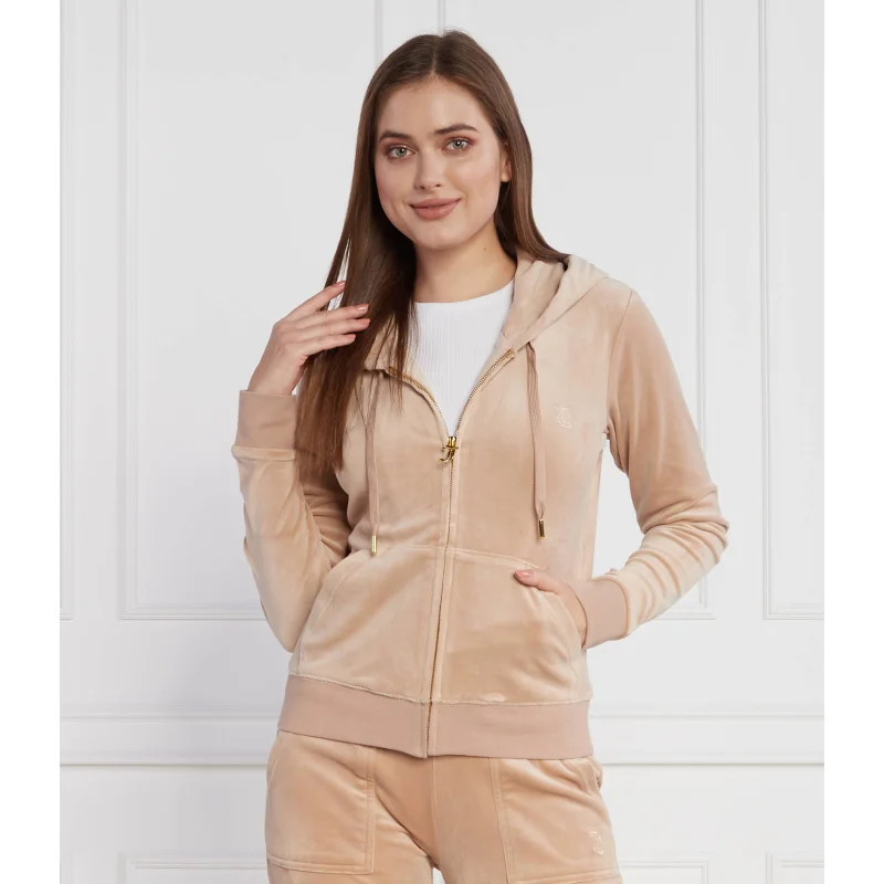 Juicy Couture Bluza Robertson Classic Velour Zip Trough Hoodie GOLD HW | Regular Fit