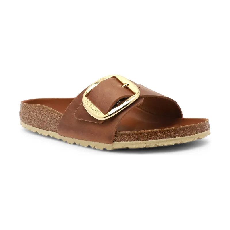 Birkenstock Skórzane klapki Madrid Big Buckle LEOI narrow fit