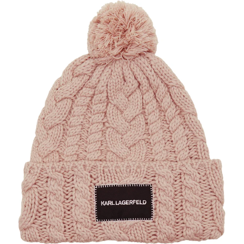 Karl Lagerfeld Wełniana czapka k/essential cable knit