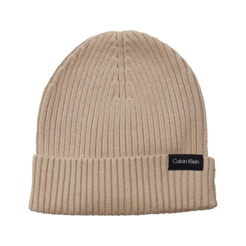 Calvin Klein Czapka CLASSIC RIB BEANIE | z dodatkiem kaszmiru