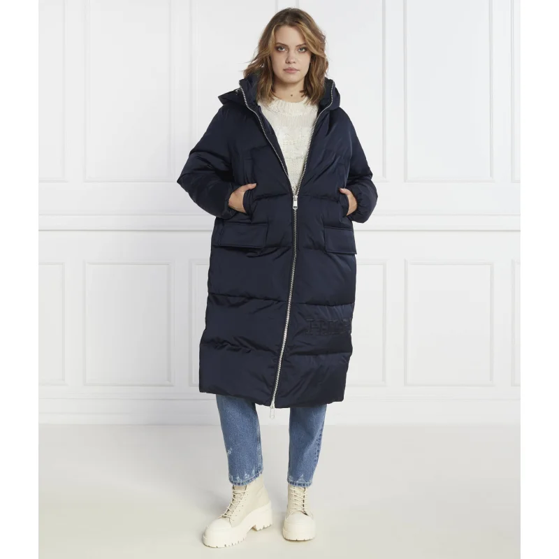 Tommy Hilfiger Puchowy płaszcz SATEEN HOODED MAXI