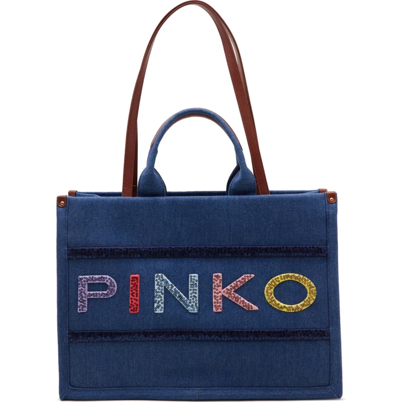 Pinko Shopperka SHOPPER DENIM RICAMO LOGO