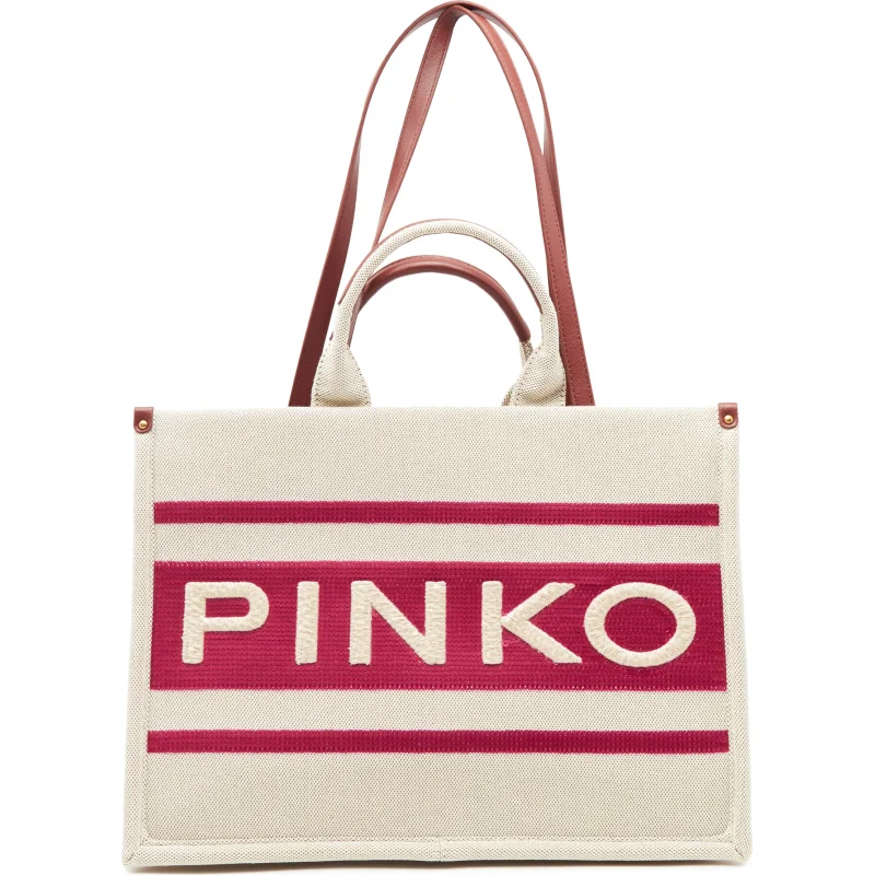 Pinko Torebka na ramię SHOPPER CANVAS RICICLATO + STA