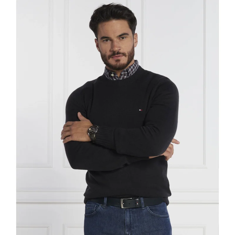 Tommy Hilfiger Wełniany sweter MULTI HTR MERINO CREW NECK | Regular Fit