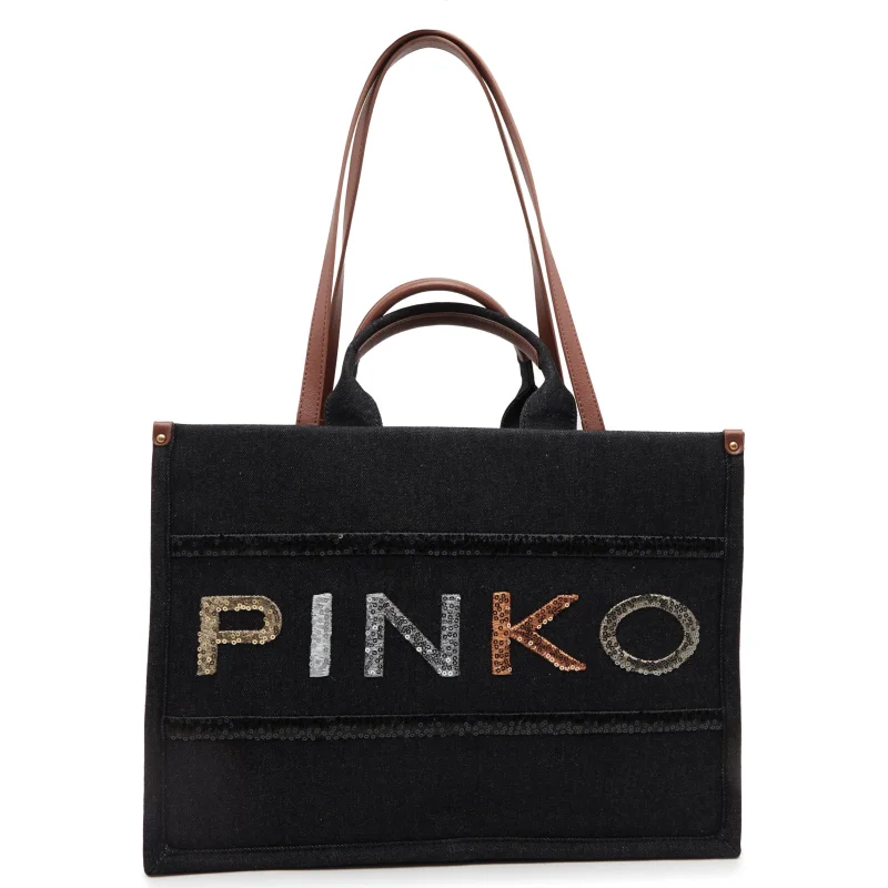 Pinko Shopperka SHOPPER DENIM RICAMO LOGO
