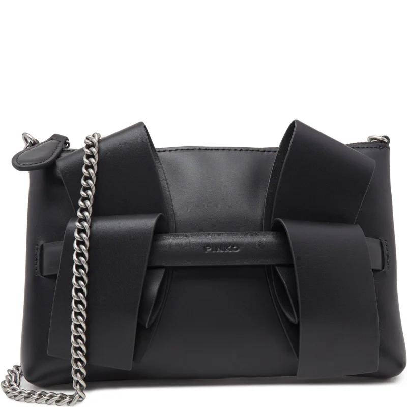 Pinko Skórzana torebka wieczorowa AIKA BOW FLAT