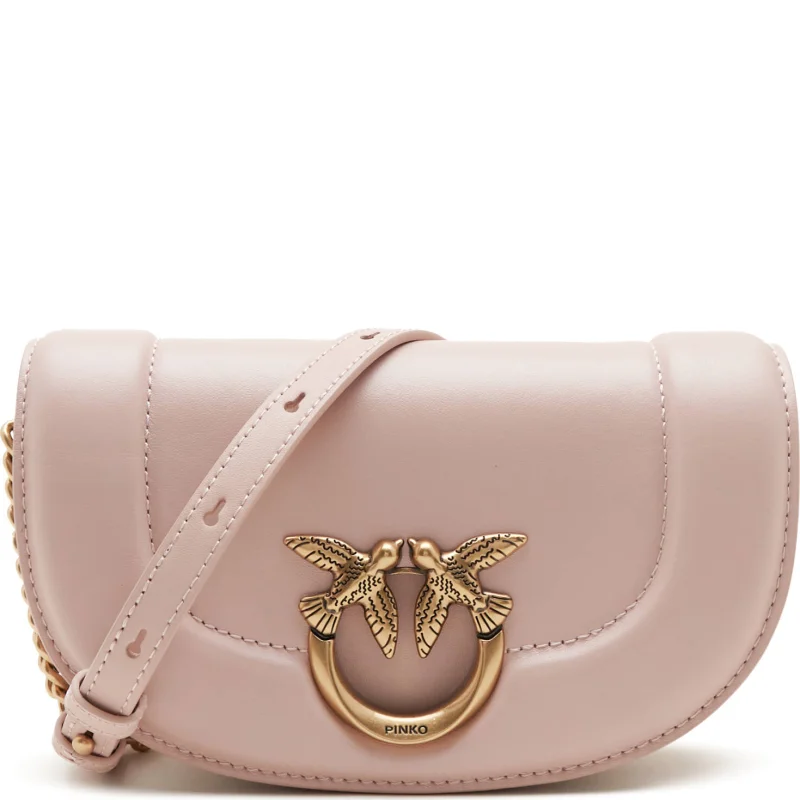 Pinko Skórzana torebka na ramię ROUND CLICK BAGUETTE BABY VITE