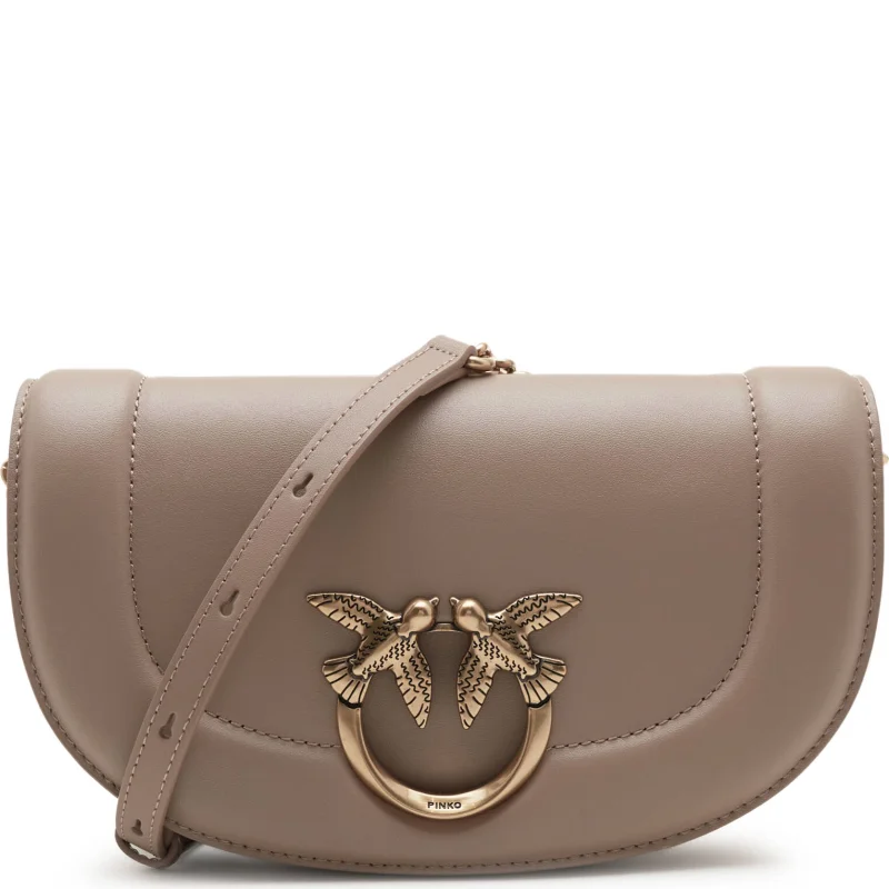 Pinko Skórzana torebka na ramię ROUND CLICK BAGUETTE MINI VITE