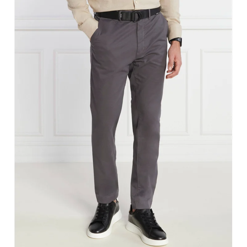 Calvin Klein Spodnie chino + pasek MODERN TWILL | Slim Fit