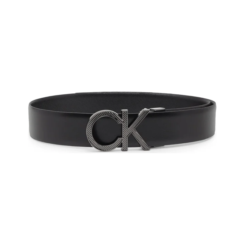 Calvin Klein Skórzany pasek ADJ/REV CK METAL DIAGONAL 35MM