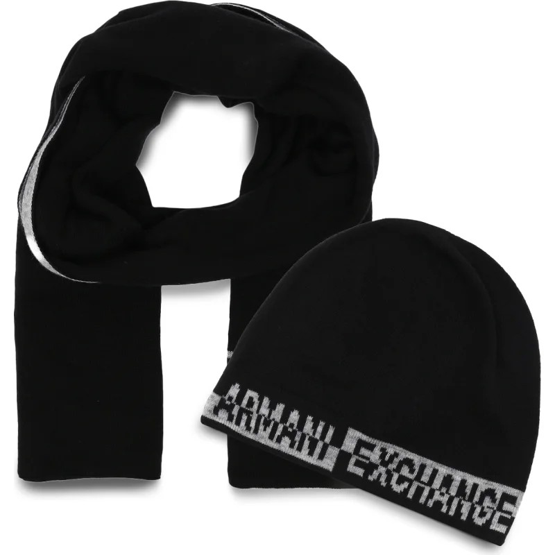 Armani Exchange Szal + czapka | z dodatkiem wełny