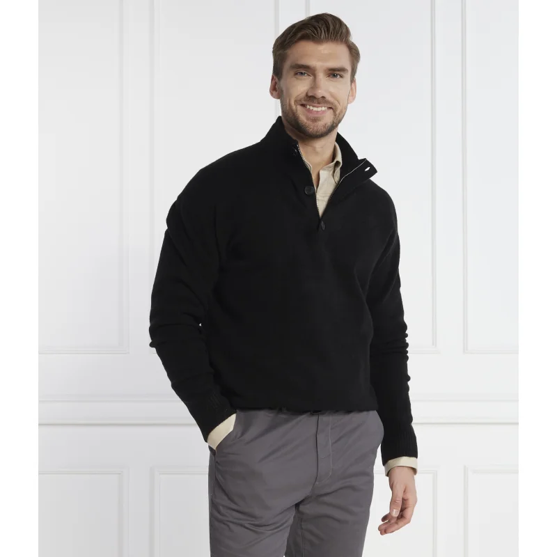 Calvin Klein Sweter LYCRA BLEND BUTTON QUARTER ZIP | Regular Fit | z dodatkiem wełny