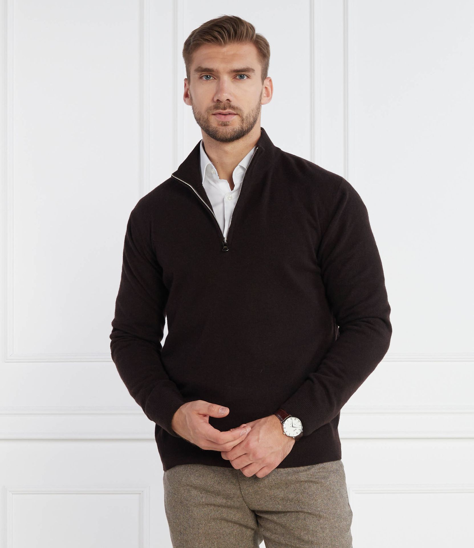 Oscar Jacobson Sweter patton Regular Fit z dodatkiem wełny i kaszmiru