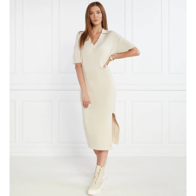 Tommy Hilfiger Sukienka OPEN POLO BLOUSSON SS z dodatkiem jedwabiu