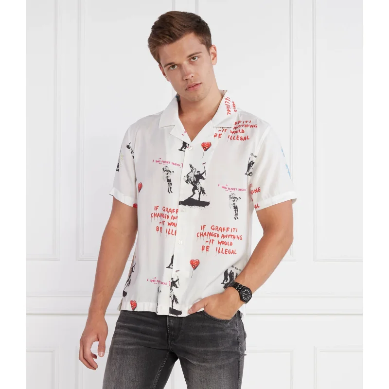 GUESS Koszula SS SANDWASHED GRAFFI | Regular Fit