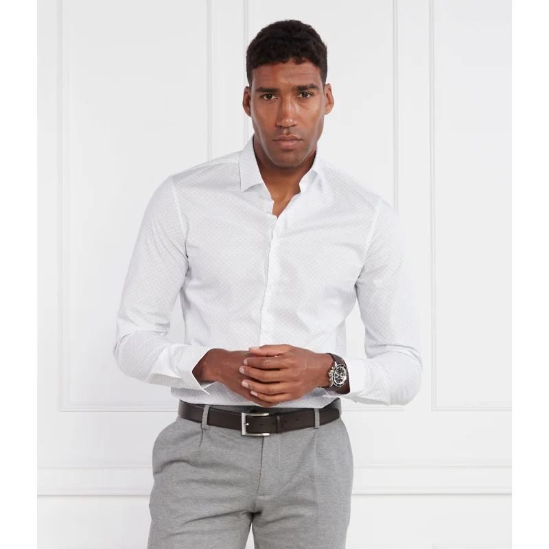 Calvin Klein Koszula POPLIN SQUARE PRINT | Slim Fit