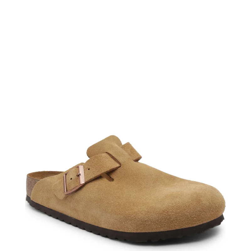 Birkenstock Skórzane klapki chodaki Boston VL Latte Cream