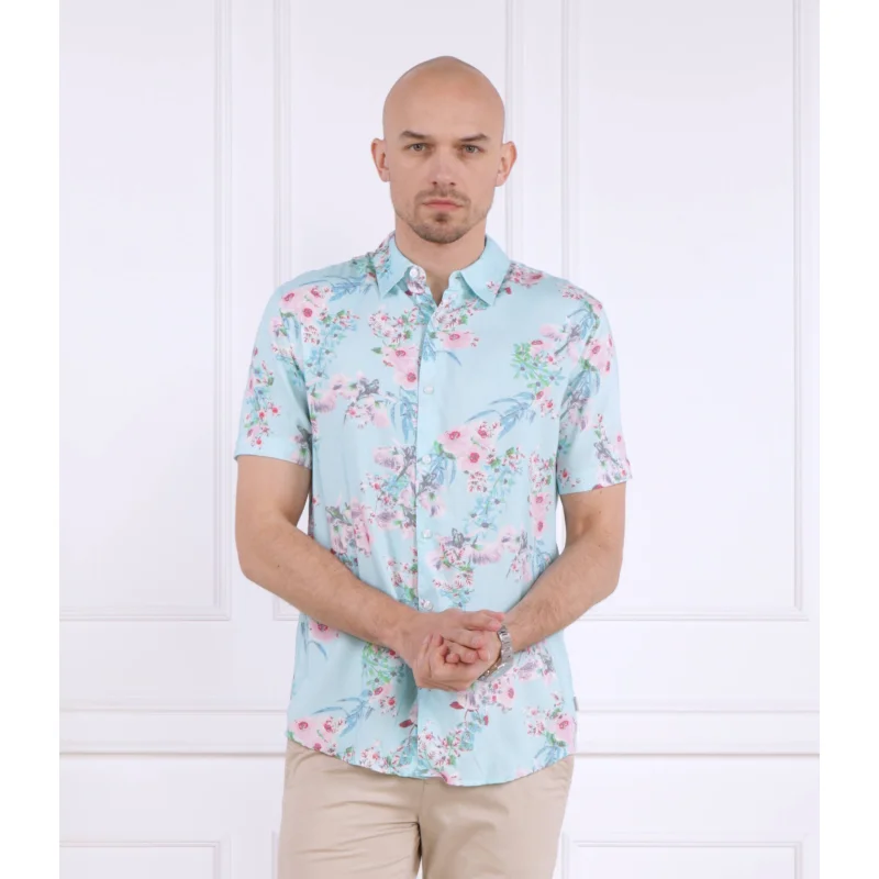 GUESS Koszula SS ECO RAYON WLD ORC | Slim Fit